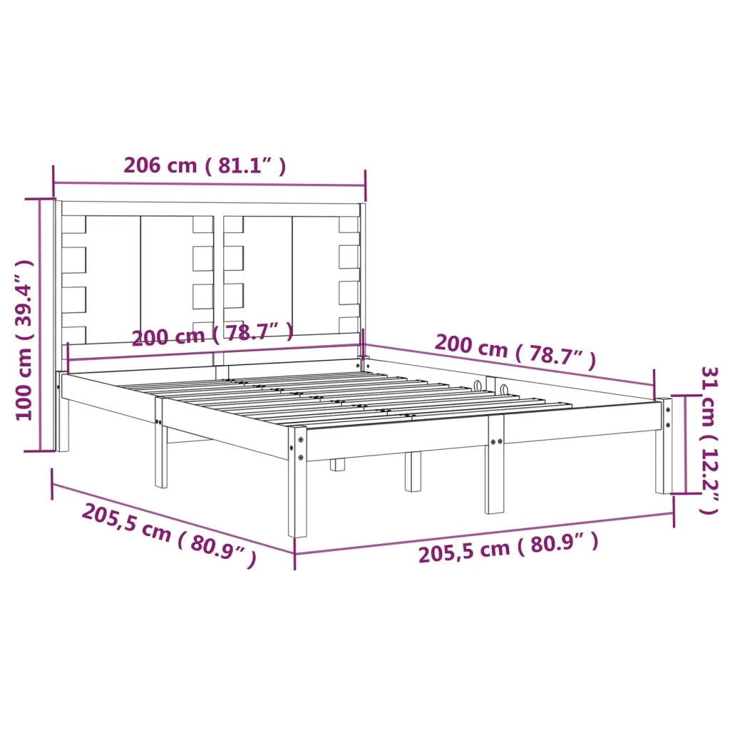 Giroletto Nero in Legno Massello di Pino 200x200 cm 3104242