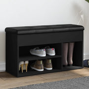 Panca Porta Scarpe-Sgabello-Panca Scarpiera Nera 82x32x45,5 cm in Legno Multistrato