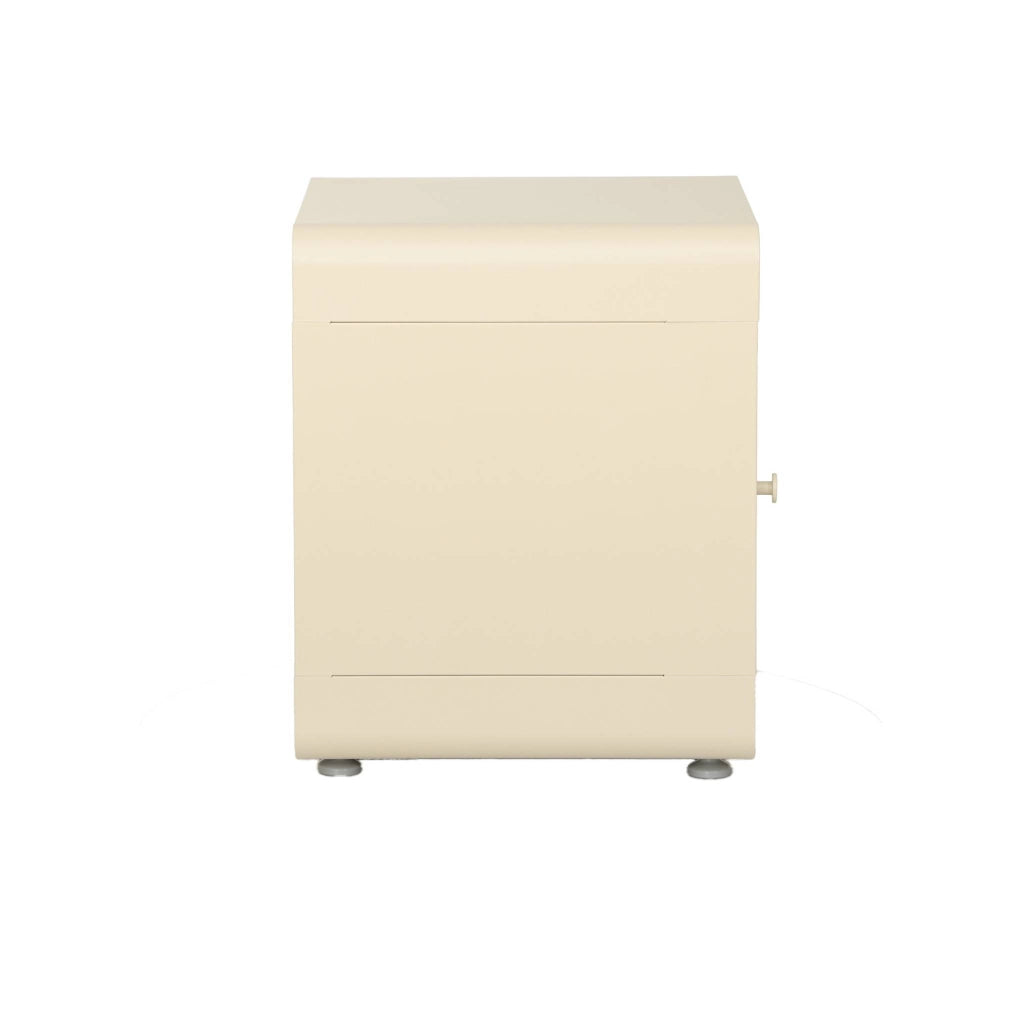 Comodino industriale in acciaio 1 anta, beige