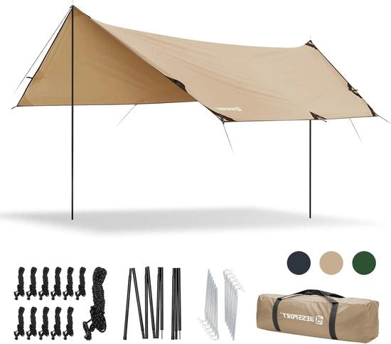 Tela acqua resistente 3 x 4,6 metro - parasole con staffa, ganci e corda in nylon - leggero e multifunzionale - telo UV per tende outdoor