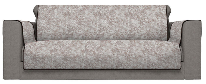 Copridivano con Copri Braccioli Seduta 125 cm in Poliestere e Cotone Marrone