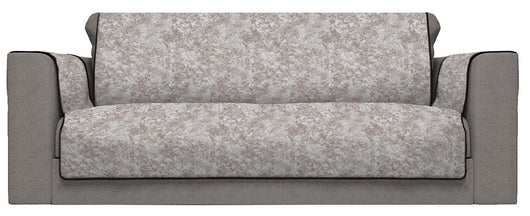 Copridivano con Copri Braccioli Seduta 175 cm in Poliestere e Cotone Marrone