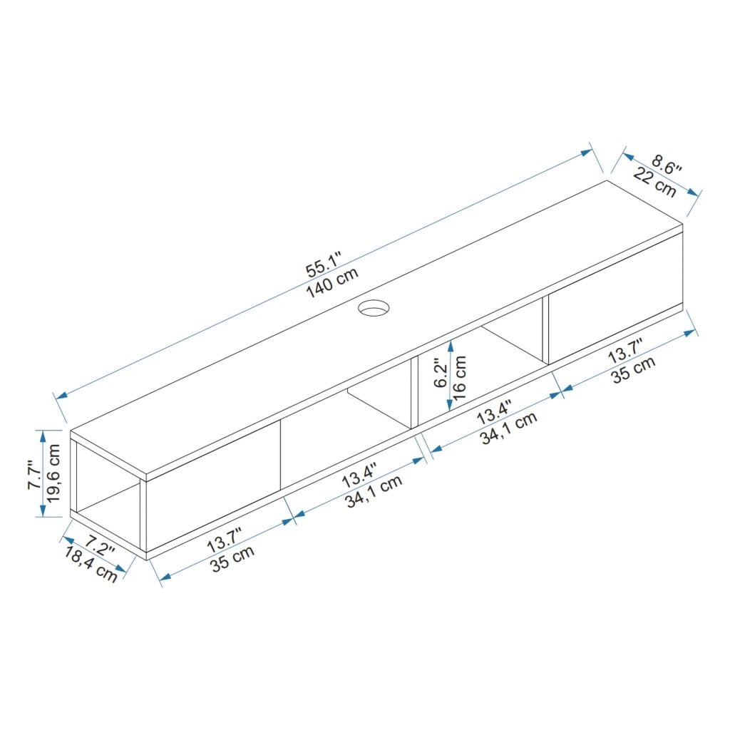 Ispica, Mobile Porta tv 2 Ante, 140x22x20h cm Nero Antracite