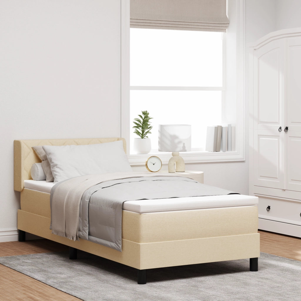 Letto a molle box  con materasso Panna 100x200 cm Tessuto