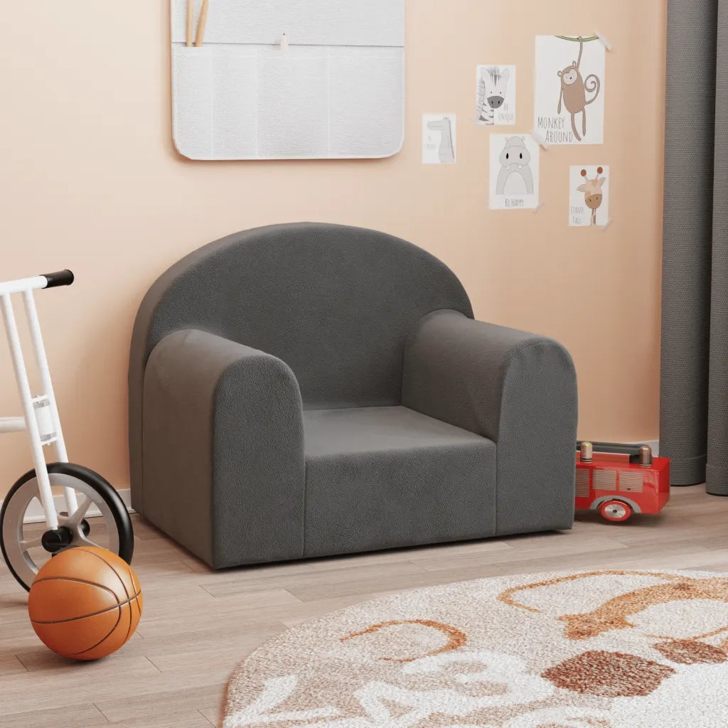 Divano per Bambini-Sofa-Divanetto Antracite in Morbido Peluche 899581