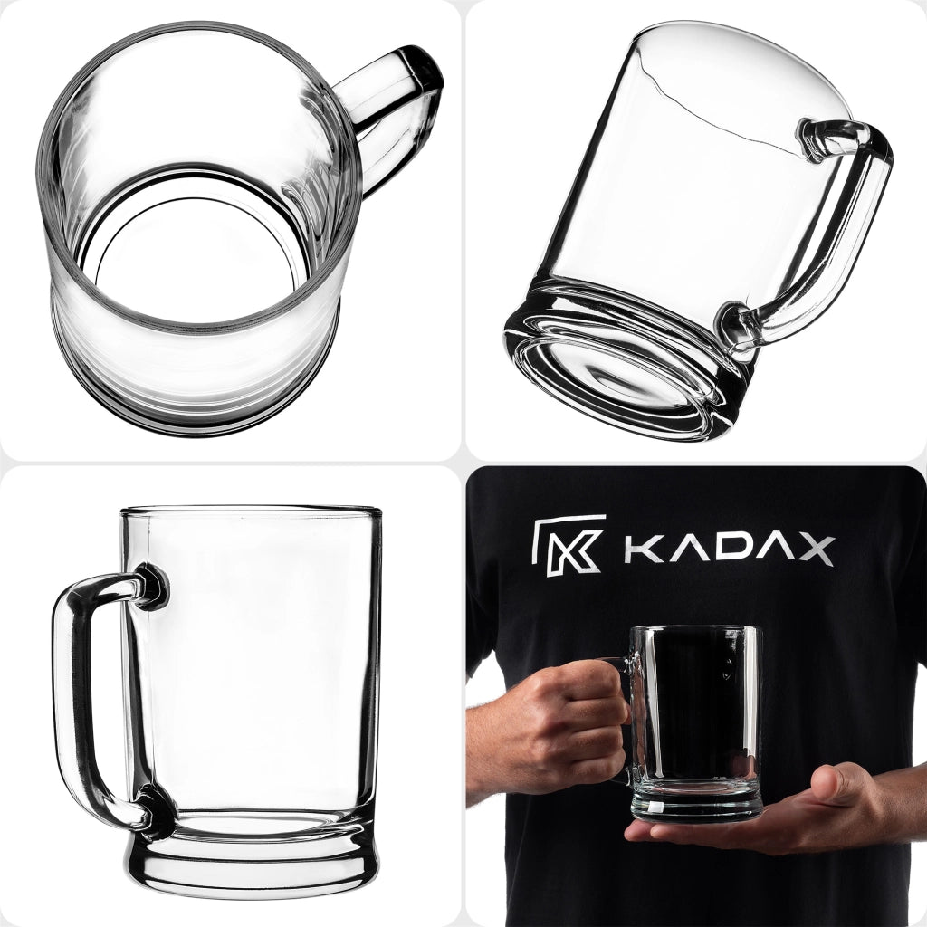 Boccale da birra KADAX 400 ml 0,4 l con manico, in vetro spesso, ideale come regalo.