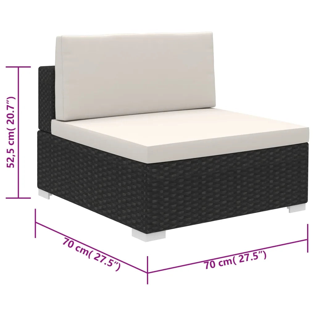 Set Divani da Giardino 6 pz con Cuscini in Polyrattan Nero cod mxl 35326