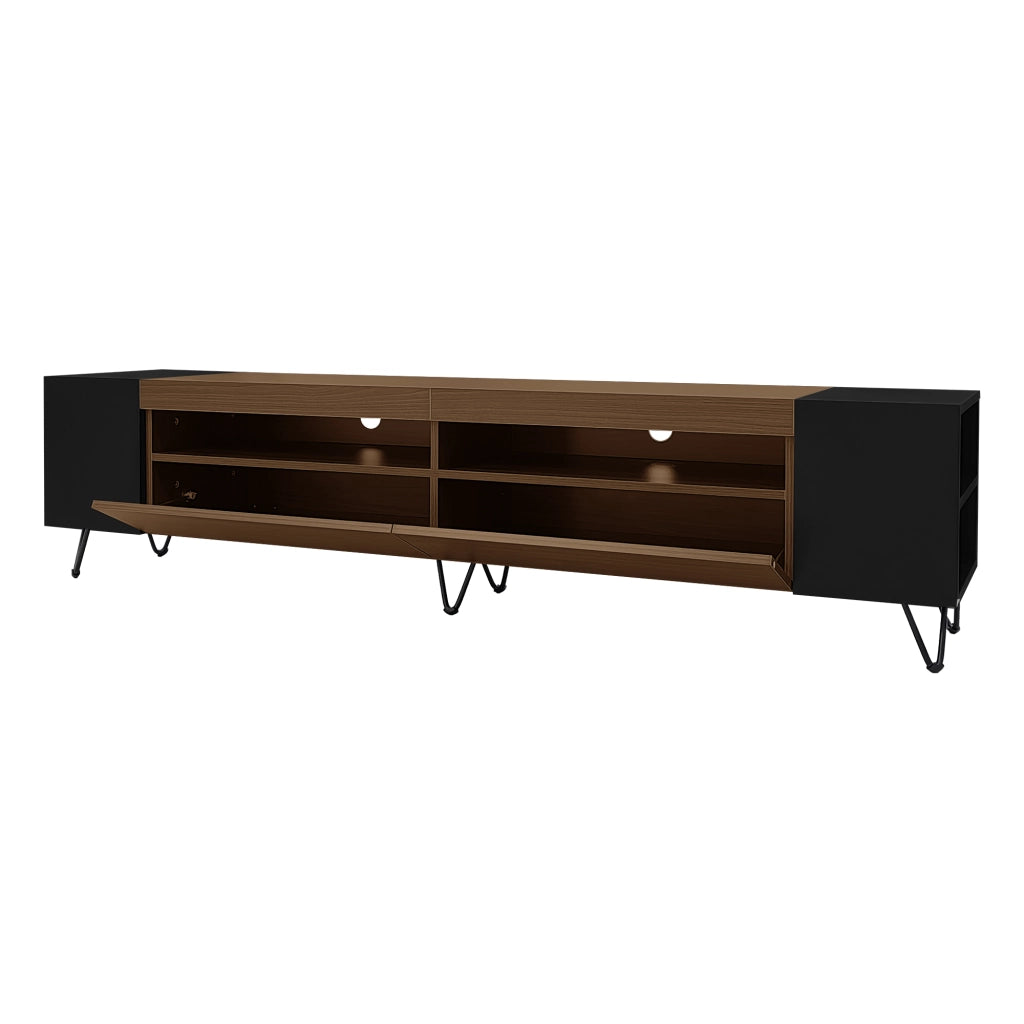 Mobile TV moderno - Zephmum- 180 cm- Nero e finitura legno