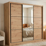 Armadio Camera da Letto Marasino, Guardaroba Grande Appendiabiti, 242x215.5h cm Marrone Rovere Nodi