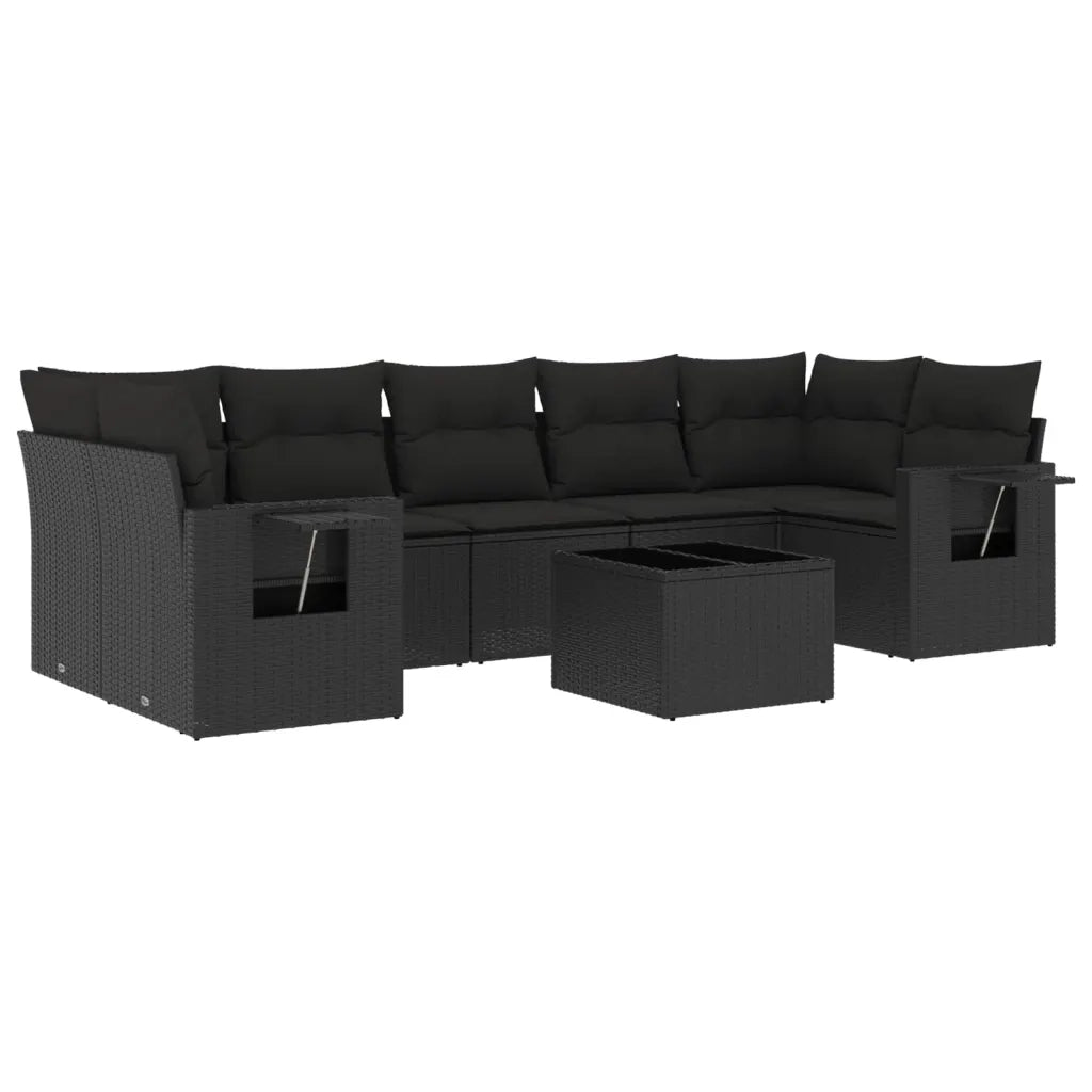 Set Divani da Giardino con Cuscini 8 pz Nero in Polyrattancod mxl 89253