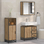 Set di mobili per il bagno con porta 3 pcs Rovere artigianale 3402394
