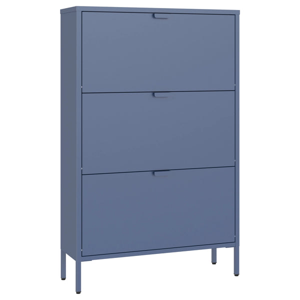 Scarpiera MARION a 3 ante in metallo grigio-blu