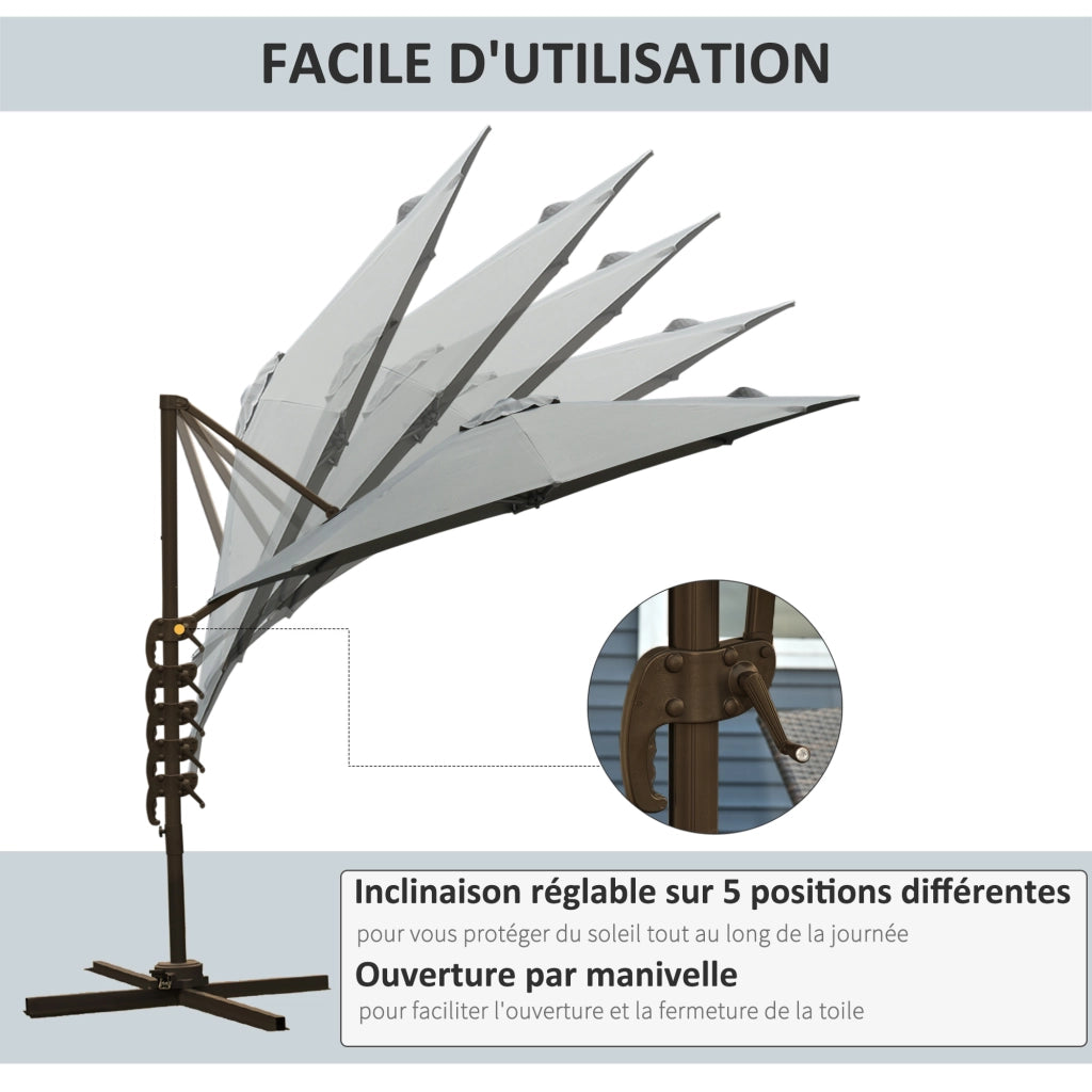 Ombrellone da giardino inclinabile rotante 360¡ã ¨C zephmum ¨C grigio scuro ?300xH250 cm