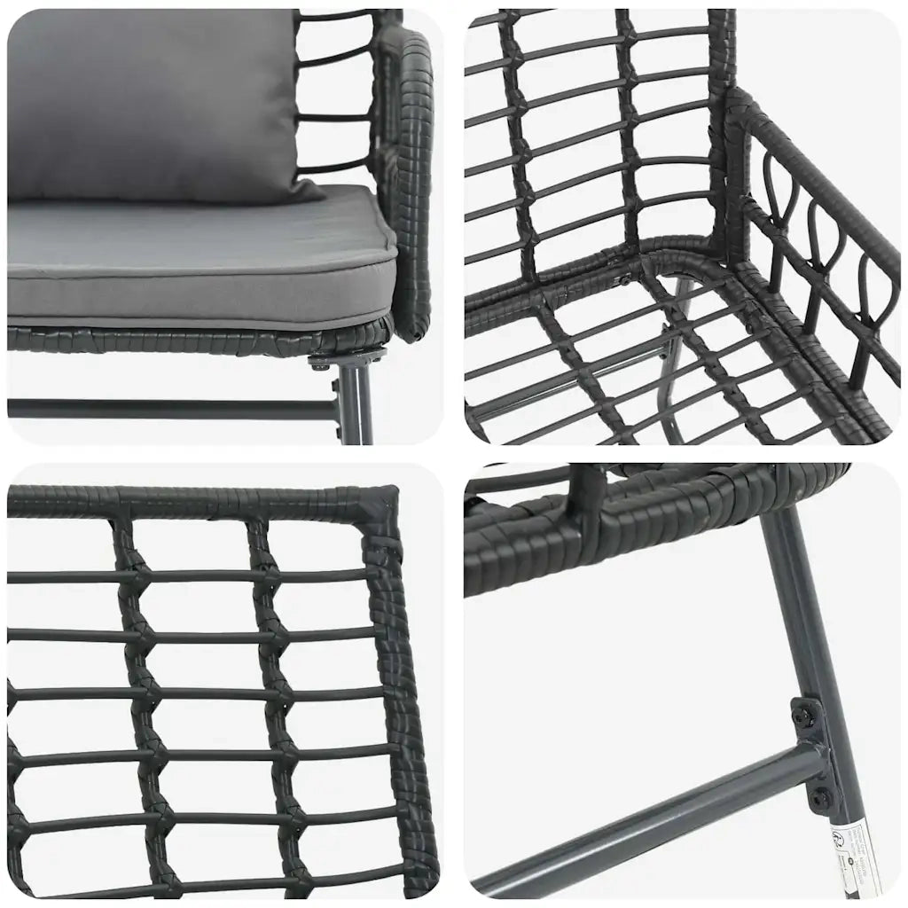vidaXL Panchina da giardino Nero e antracite Rattan sintetico, acciaio