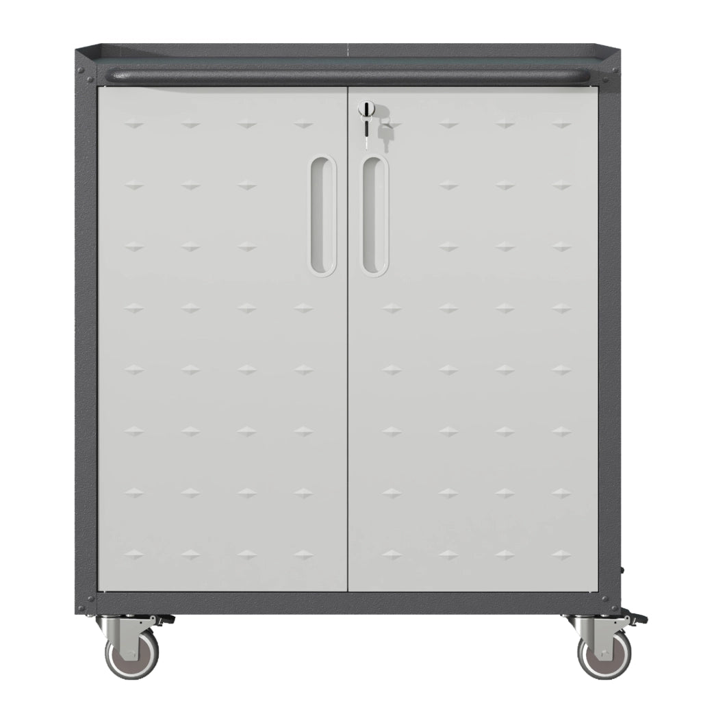 Armadio in metallo per garage con ruote, 75 x 42 x 88 cm, chiudibile, per utensili e uso multifunzione