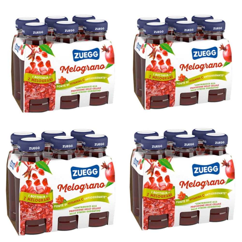 Succo zuegg al melograno confezione da 24 bottiglie di vetro da 125 milliliters