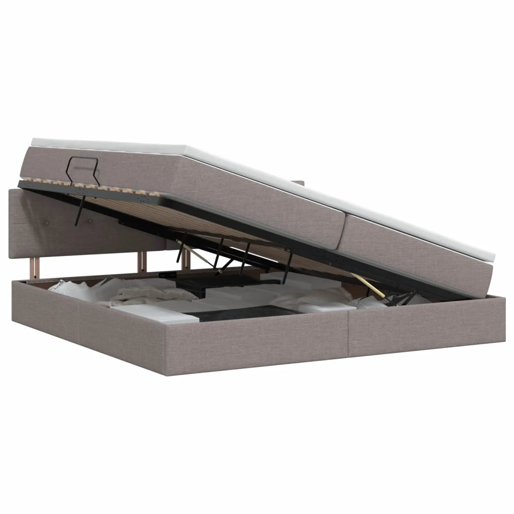 Letto con contenitore e materasso Tortora 200 x 200 cm Velluto 3458646