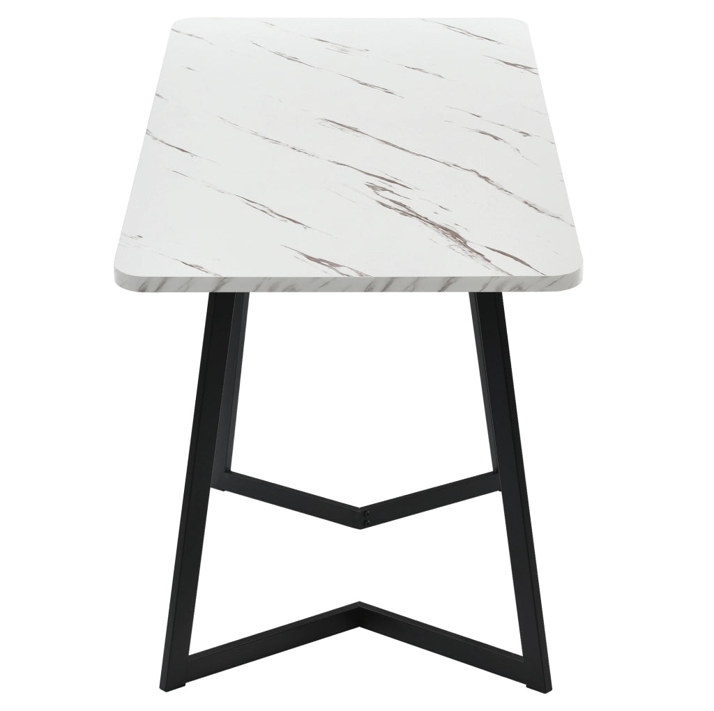 Tavolo da pranzo 117x68x75 cm in MDF con effetto marmo; bianco e nero