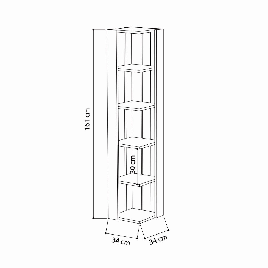 Libreria in legno "Nati" - 32 x 32 x 161 cm - Pietra arenaria