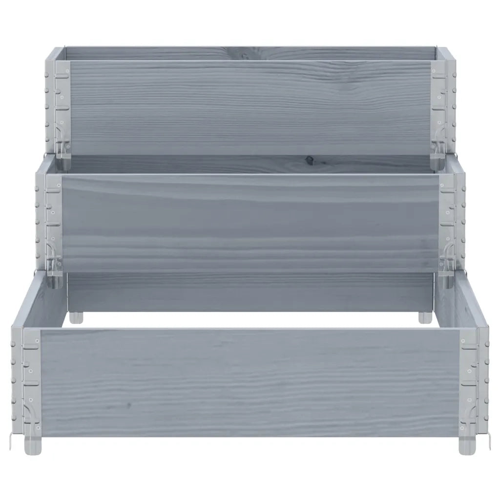 Fioriera Rialzata a 3 Livelli Grigia 120x80 cm Legno di Pino