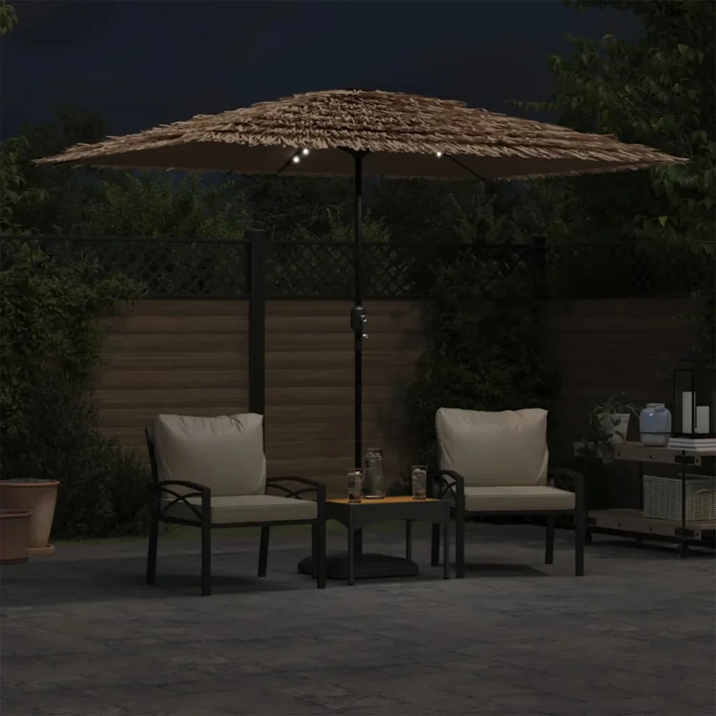 Ombrello | Parasolne Giardino LED e Palo in Acciaio Marrone 300x200x250cm