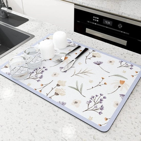 Matrice di assorbimento superiore, mat di assorbimento veloce con nanofibra di silice per cucina e lavello, mat di asciugatura antiscivolo per piano cottura (40 x 50 cm)