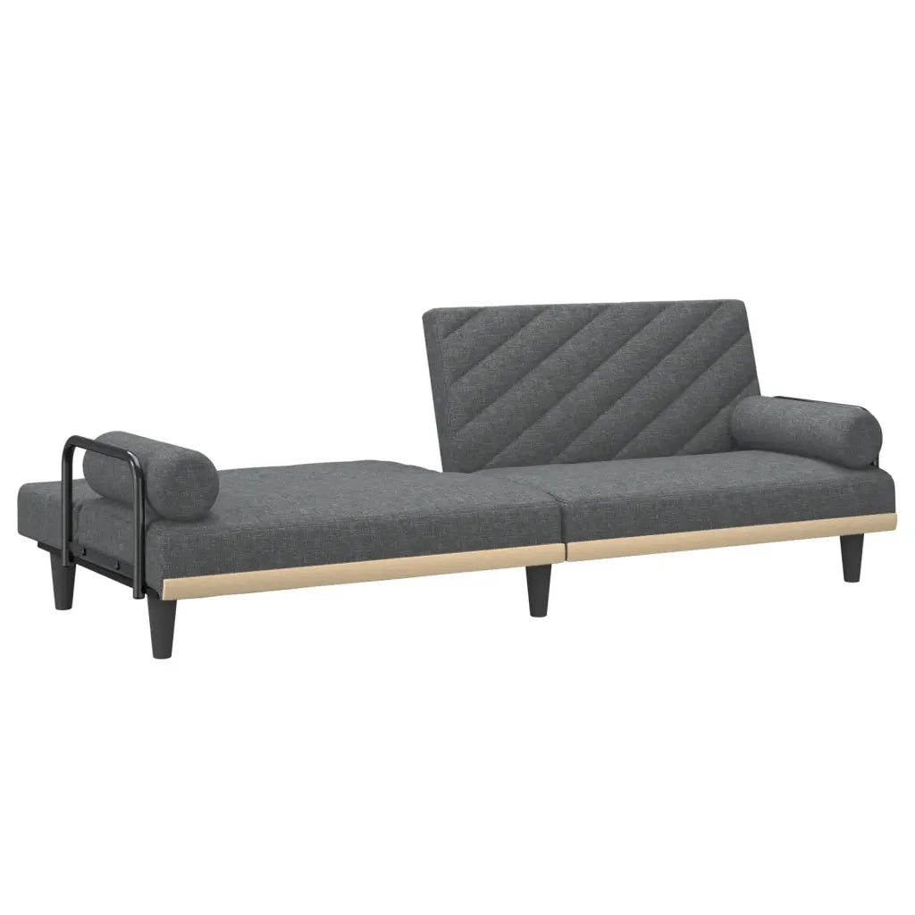 Divano Letto con Braccioli Grigio Scuro in Tessuto 351932