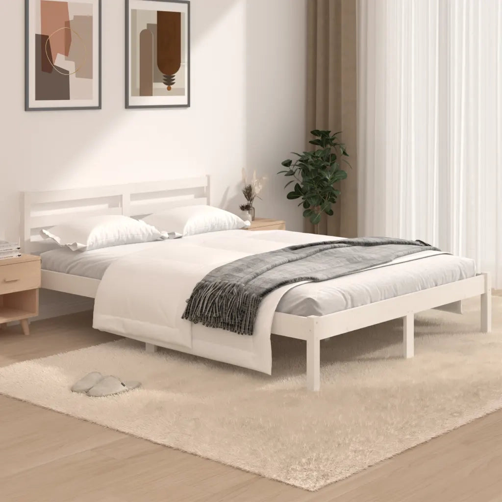 Giroletto-Struttura Letto Bianco Legno Massello di Pino 120x190cm Small Double 243947