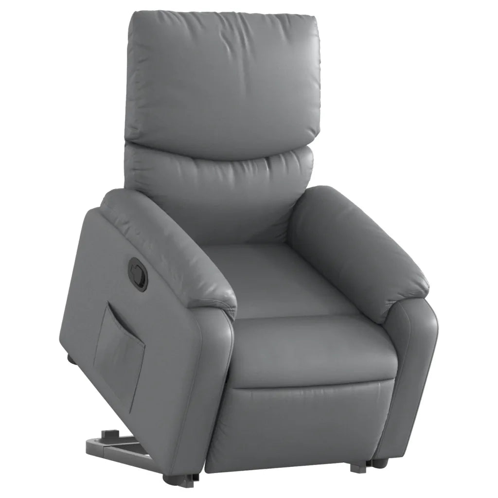 Poltrona | Sedia Relax Alzapersona Reclinabile Grigio in Similpelle