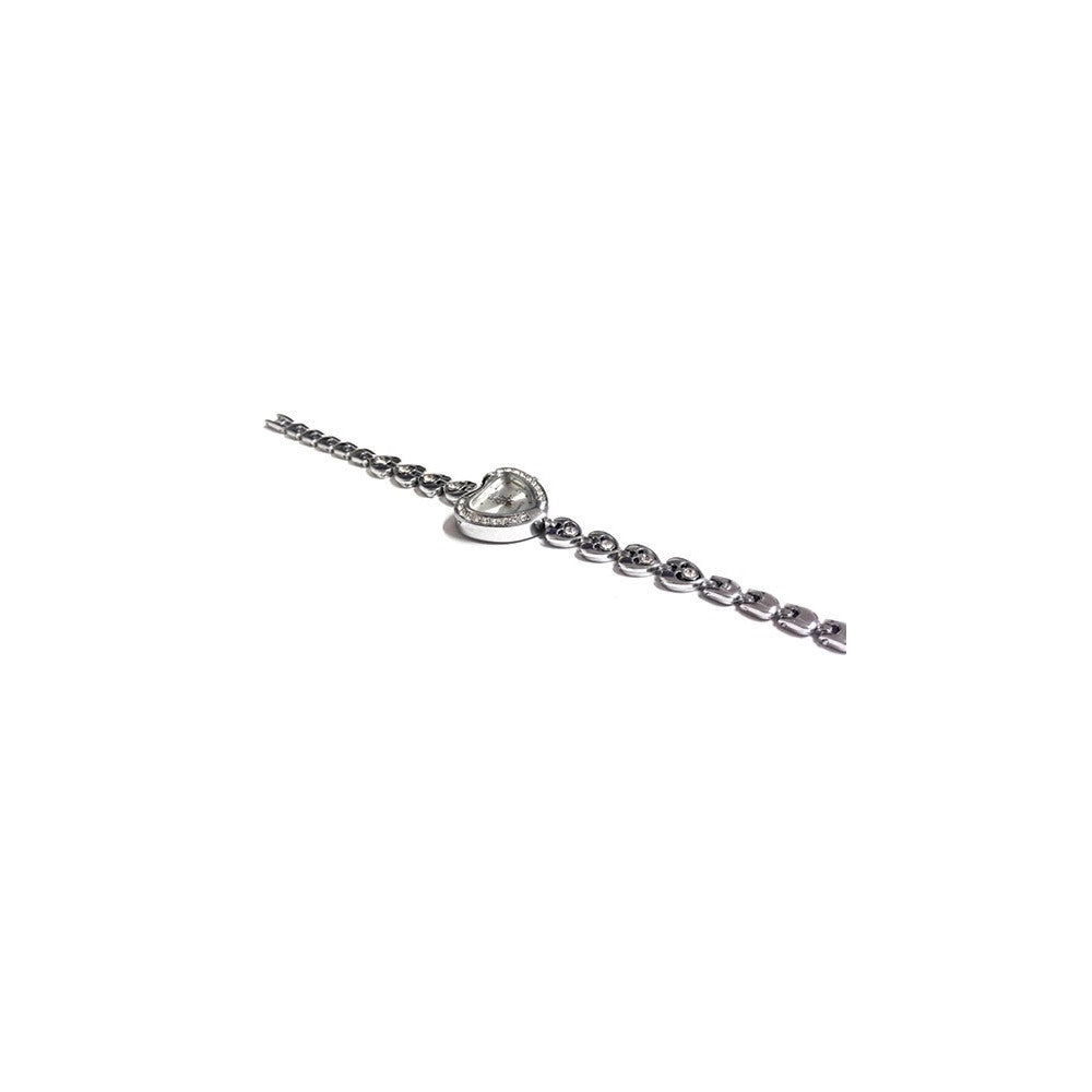 Trade Shop - Orologio A Cuore Con Strass Piccoli Taglio Swarovski Su Quadrante E Bracciale -