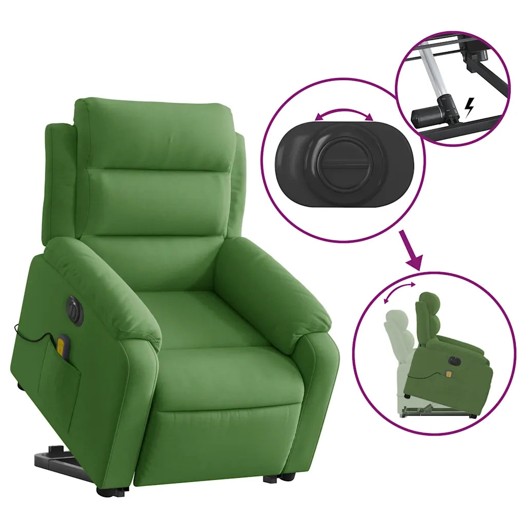 Poltrona Alzapersona Massaggi Elettrica Verde Chiaro Velluto 3205128