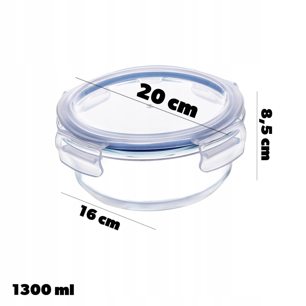Contenitore per alimenti in vetro KADAX da 1300 ml con coperchio, ideale per il pranzo.