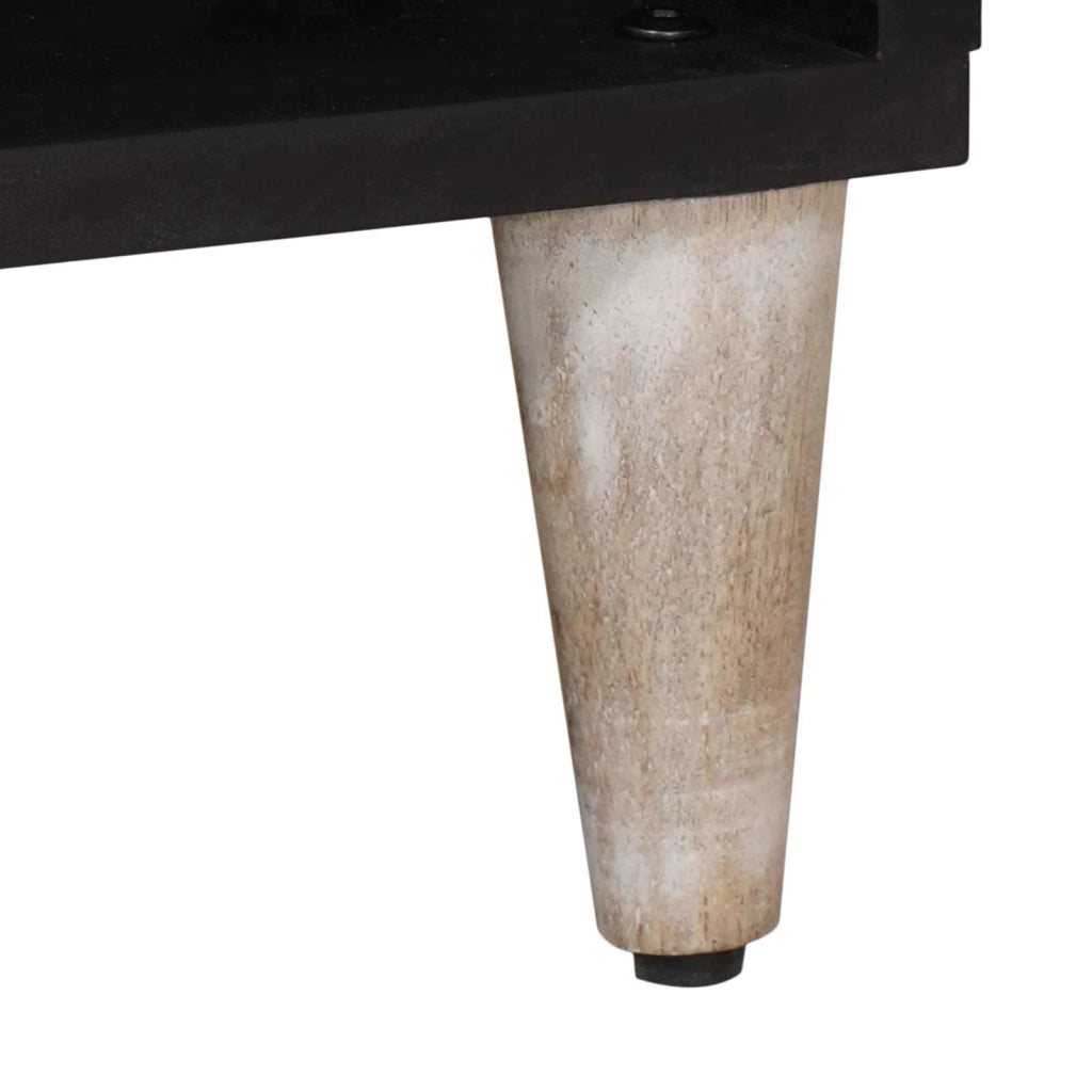 Mobile TV Bianco 100 x 33,5 x 46 cm Legno di mango massello 4018384