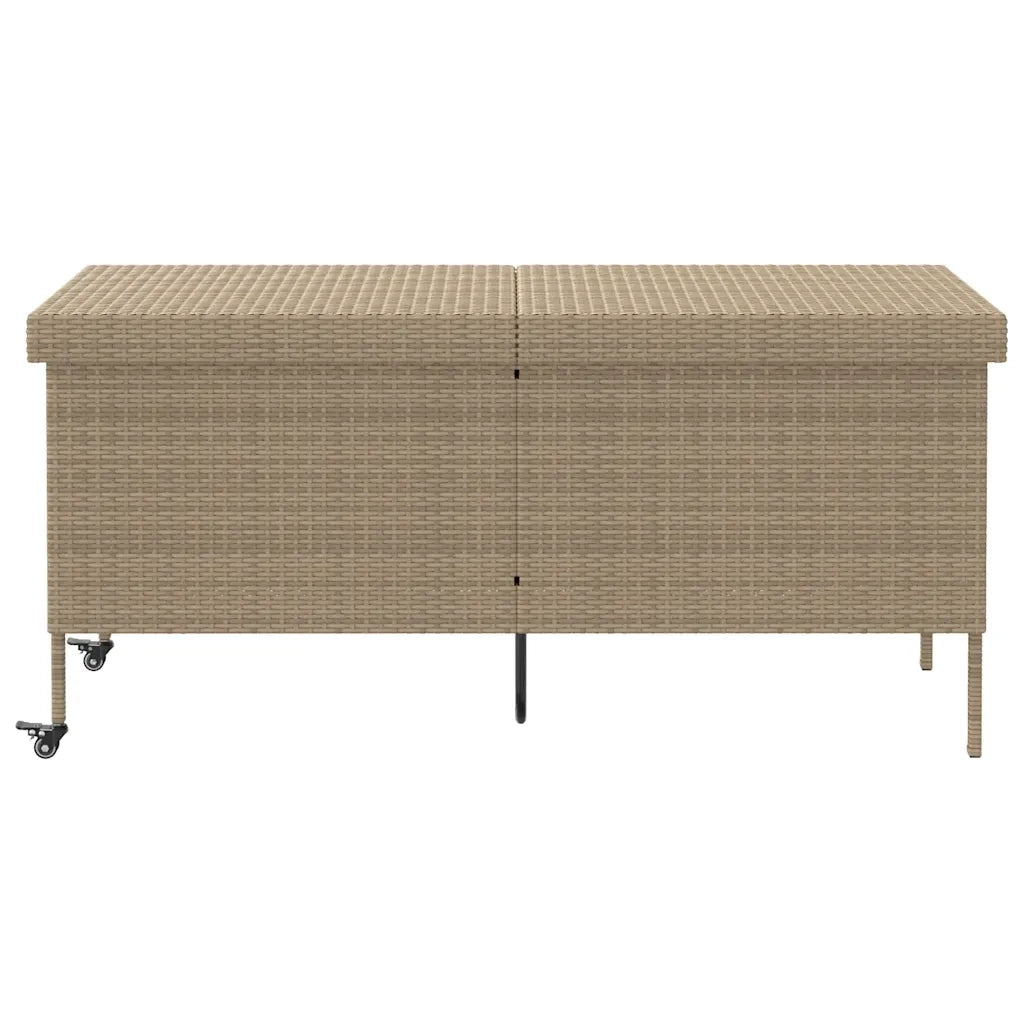 Contenitore da Giardino con Ruote Beige 160x55x75 cm Polyrattan CFW7115606