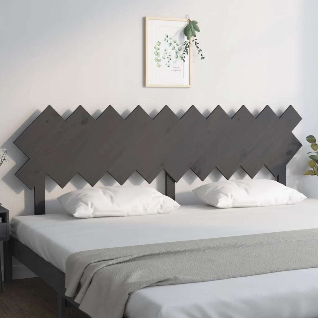 Testiera per Letto-Testata-Testiera Decorativa Grigia 196x3x80,5 cm Legno Massello di Pino