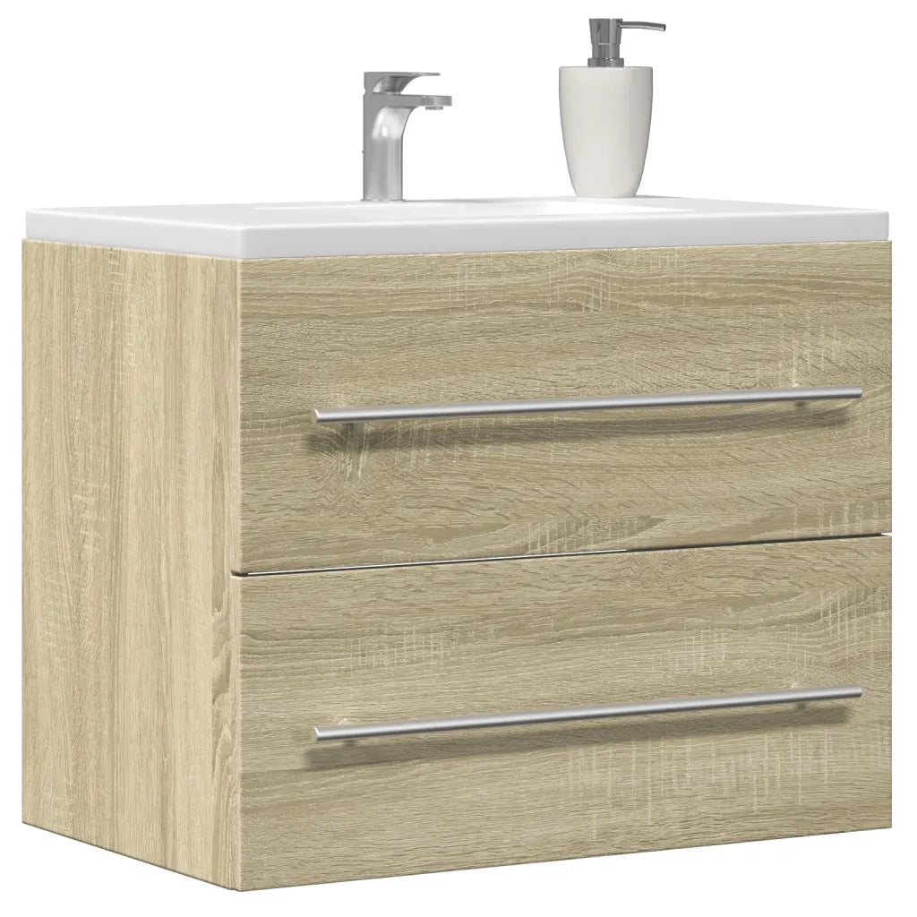 Mobile Lavabo-Armadietto da bagno Rovere Sonoma 60x38,5x48 cm in Legno Multistrato