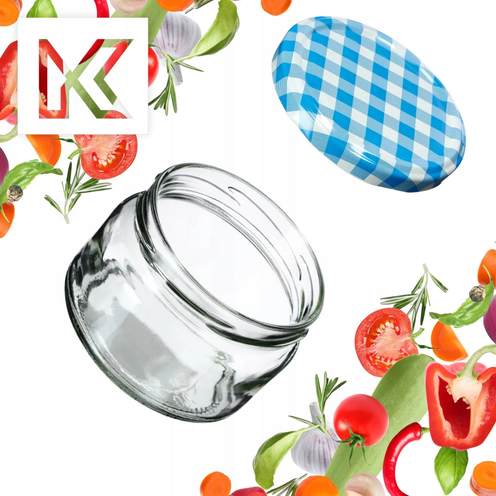Barattoli per conserve KADAX Denia 250 ml 10 pezzi 82 mm + coperchio "Blue Lattice"