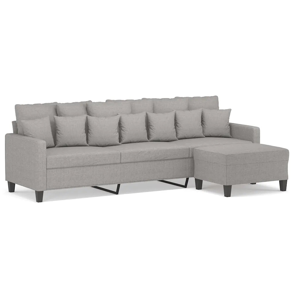 Divano a 3 Posti con Poggiapiedi Grigio Chiaro 210cm in Tessuto 3153453