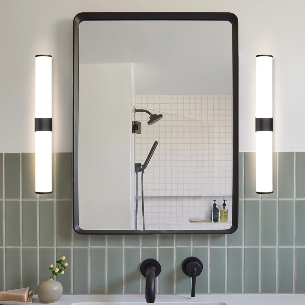 ZMH Lampada da Bagno sopra Specchio Nera 8W IP44 a Parete Luce Neutra 4000K 40cm