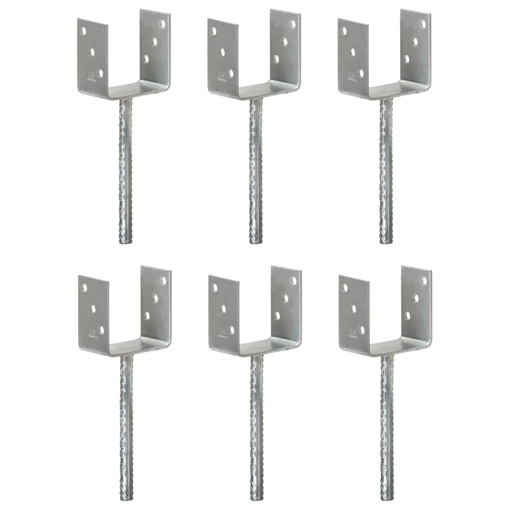 Picchetti per Recinzione 6 pz Argento 10x6x30cm Acciaio Zincato 145318