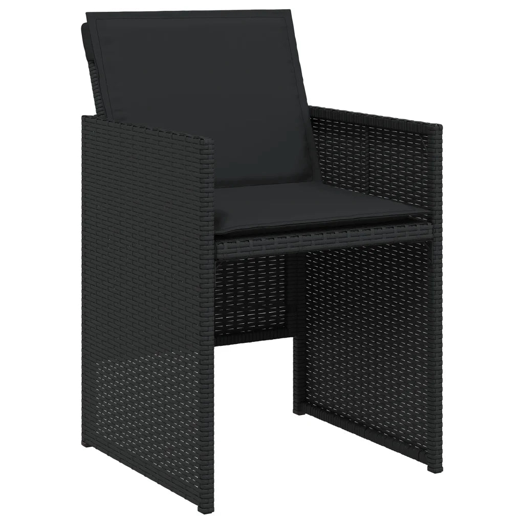 Set da Pranzo da Giardino 5 pz Nero con Cuscini in Polyrattan 3277662