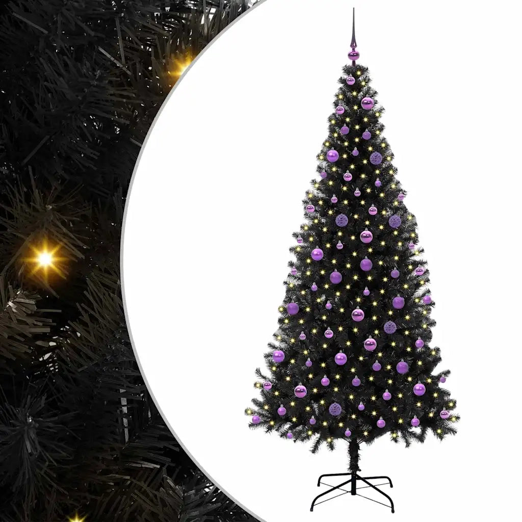 Albero di Natale | Decorazioni natalizie con 300 LED con supporto Nero 210 cm PVC