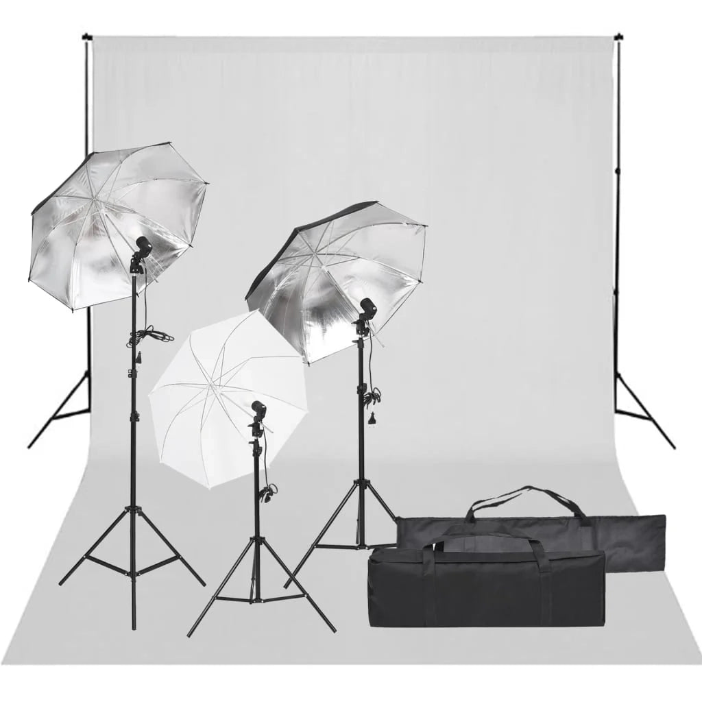 Kit per studio fotografico con illuminazione e fondale nero 02_0042434