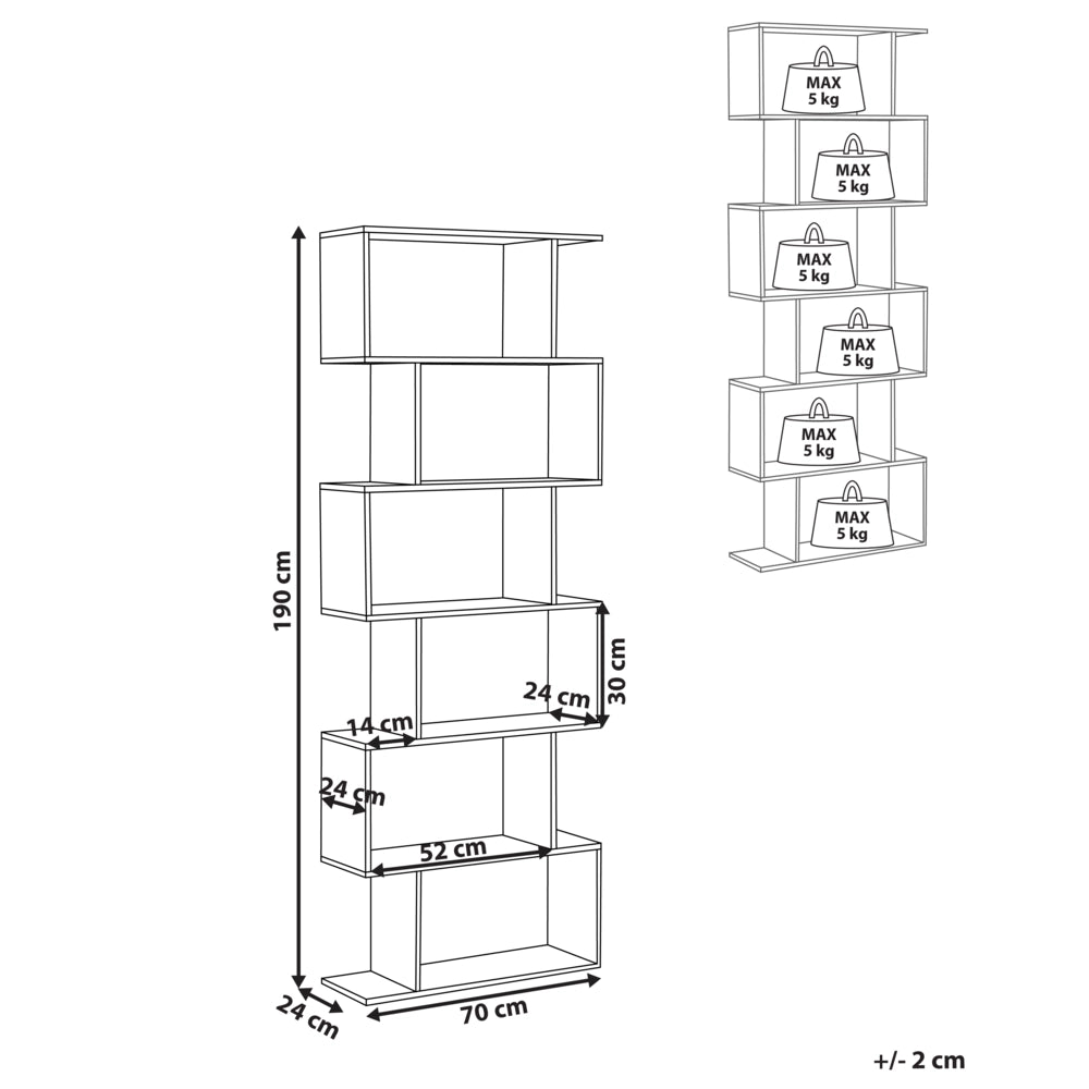 Libreria a 6 ripiani in truciolato Marrone chiaro stile minimalista