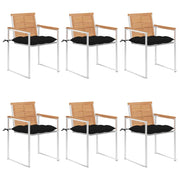 Sedie da Giardino con Cuscini 6 pz in Legno Massello di Teak cod mxl 45879