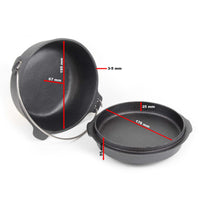 Dutch Oven Forno Olandese con Pentola in ghisa 2l sottopentola e solleva coperchio per fuoco campeggio