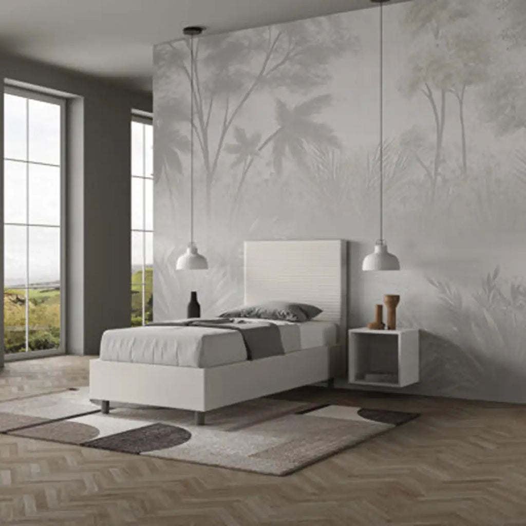 Letto singolo senza rete imbottito 80x210 similpelle bianco Focus