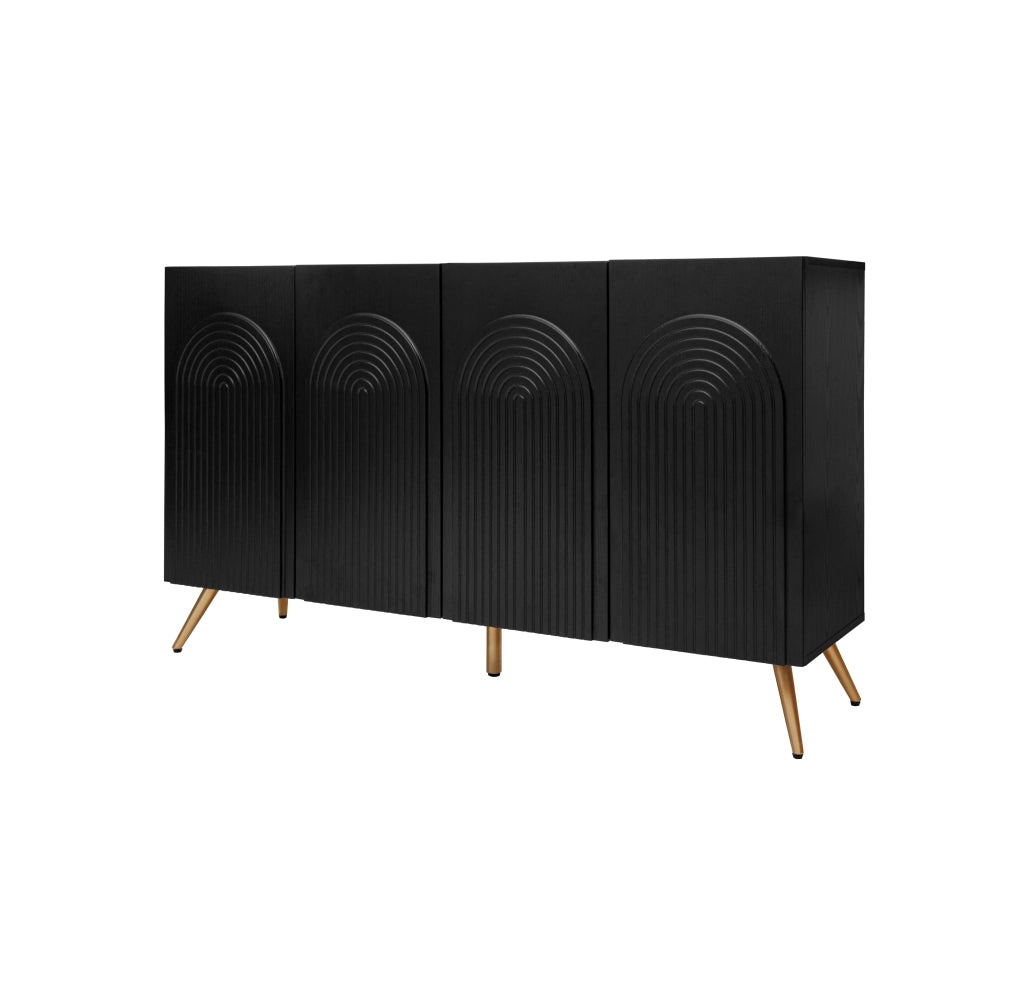 Credenza con ripiani regolabili; per ingresso; in truciolare; 150×38×83 cm; nera