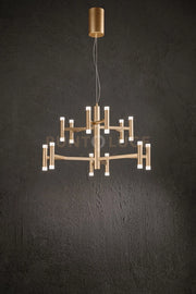 Sospensione in metallo e alluminio  oro opaco Candles LED 68W 3000K CRI?80 220-240V 50/60Hz 4690Lm biemissione dimmerabile