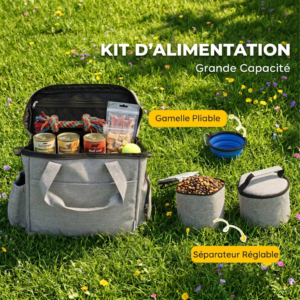 Trasportino per Cane con Tasche e Ciotola ¨C zephmum ¨C Grigio 38x17x35cm